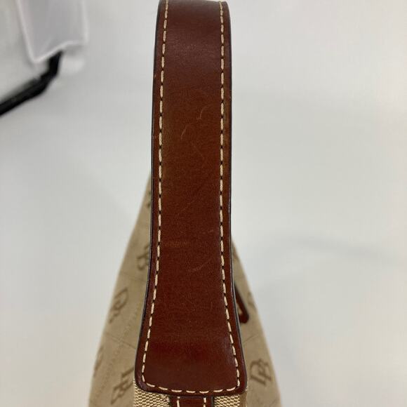 DOONEY & BOURKE SMALL TAN, BROWN SIGNATURE PRINT SHOLDER BAG - Picture 7 of 13